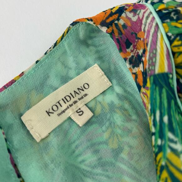 Kotidiano Floral Salma Dress Sheer Made in Spain Small Puff Sleeves Ruffle Boho - Picture 12 of 13